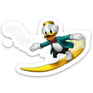 Scrooge McDuck surfing gold waves sticker