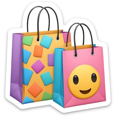 2 aesthetic shopping bag with pattern sticker