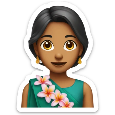 Indian girl wearing frangipani sticker