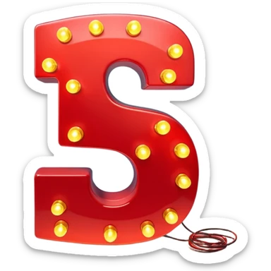 A 3D number 3 in a movie theater setting, shiny red surface; bright string lights on the number ; cinematic glow with subtle haze; glossy, premium Hollywood countdown look; centered composition. sticker