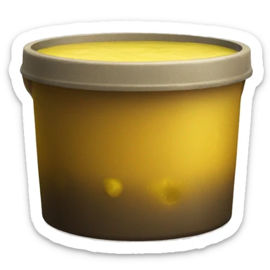 small round container with yellow ish wax substance inside sticker