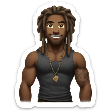 Flexing brown with tattoos and dreadlocks  sticker