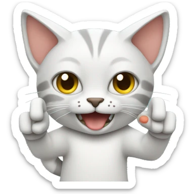 cat doing fingerguns saying "letz fetz" sticker