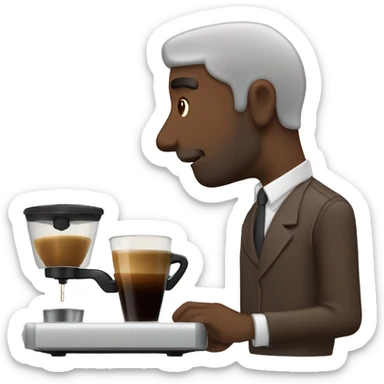 Espresso machine brown +barista man sticker