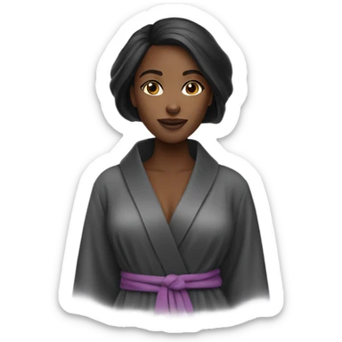 Beautiful feminine black woman with straight hair and a robe sticker
