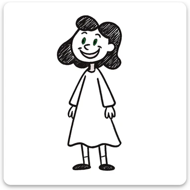 Make the woman smile in hand-drawn doodle style. sticker