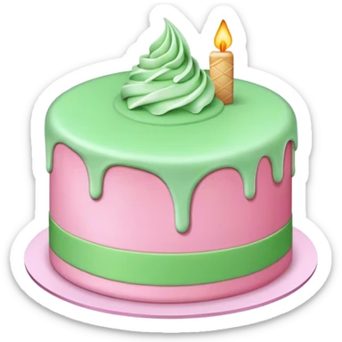 Pink cake with green cream sticker
