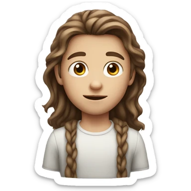 white child boy with long brown hair sticker