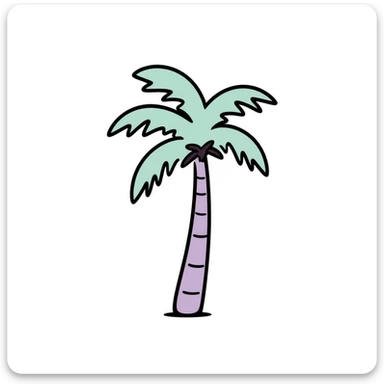 palm tree with pastel lilac trunk and pastel mint leaves sticker
