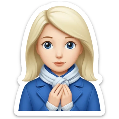 woman in blue coat, scarf sticker