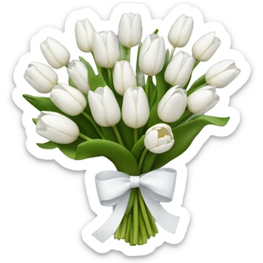 white tulip bouquet with a white bow holding the flowers together sticker