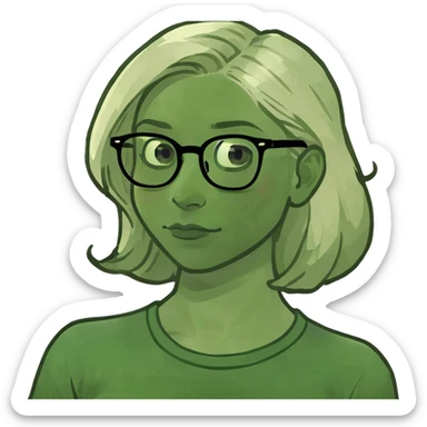 blond girl with glasses  sticker