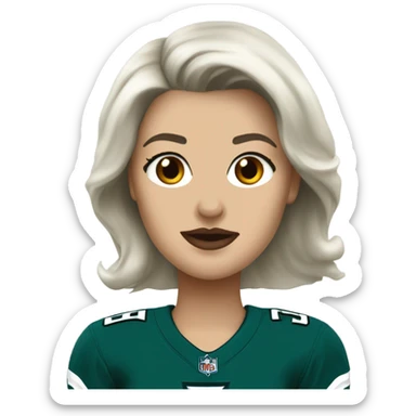  White female dark hair red lips wearing Philadelphia Eagles jersey sticker