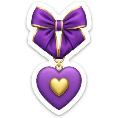purple heart with velvet ribbon sticker