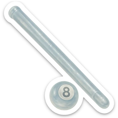 pool billiards cue stick, retro 90's toy style, very transparent, slightly see-through, soft plastic texture, soft reflections, soft and squishy, some cloudiness, not shiny, highly detailed, appealing, no tag, no background sticker