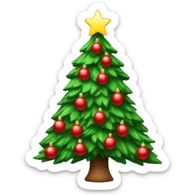 Christmas tree with red decorations sticker