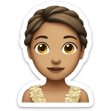 White hula girl with brown hair and brown eyes sticker