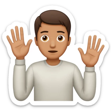 Confused guy with a 6 above his left hand and a 7 above his right hand sticker