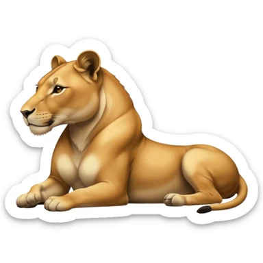 a lioness's silhouette laying down sticker