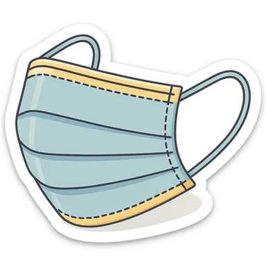 medical mask side view, 2D isometric style, detailed drawing, detailed shadows and highlights, clean contours, soft lighting, transparent background sticker