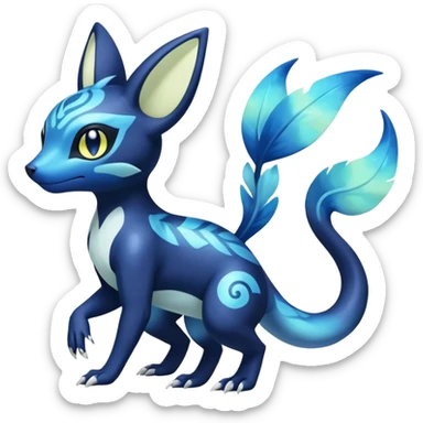 Colorful Iridescent Exotic Salandit-Meowstic-Umbreon-Fakémon-hybrid-creature (full body)  sticker