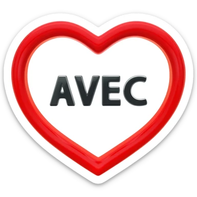 heart red outline inside no color only text  AVEC sticker