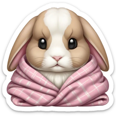 Holland lop bunny cozy in a blanket sticker