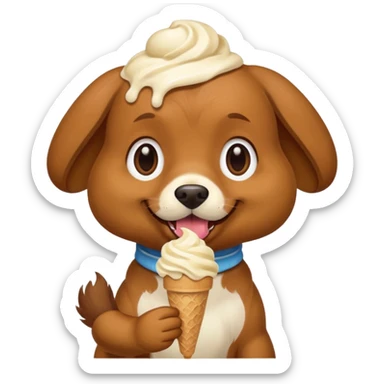 dog eating icecream sticker