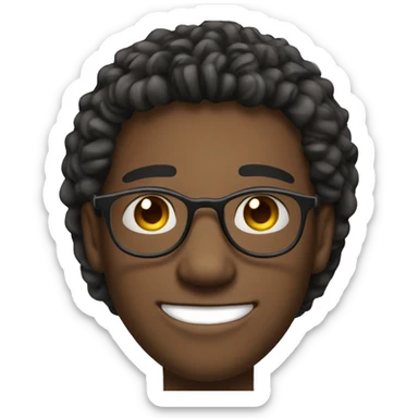 young man of about 20 years old, networker and trader with circular glasses, smiling and straight hair sticker