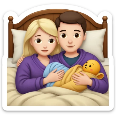 two people cuddling in bed sticker