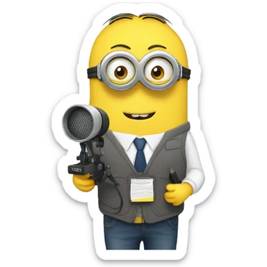 Minion as a news reporter sticker