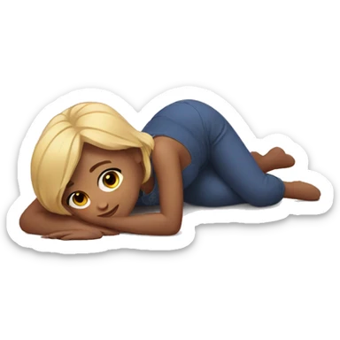 Girl laying on the floor sticker