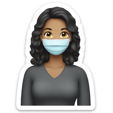 brunett woman wearing a face mask sticker