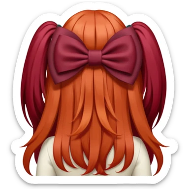 red long hairs with burgundy bow from the back sticker