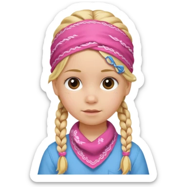 blonde girl child with braids and a pink bandana sticker