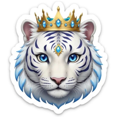 ESO Female white tiger khajiit leader of the umbral rose, blue eyes, blue 'third eye' gem, something symbolizing leadership ruling  sticker