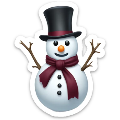 Snowman with a burgundy bow sticker