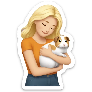 Blonde Woman hugging a guineapig sticker