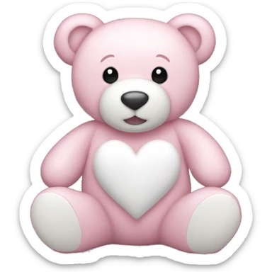Light pink teddy bear with white heart sticker