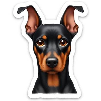 German Pinscher with floppy ears giving a side-eye look sticker
