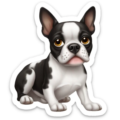 Boston terrier with spot sticker