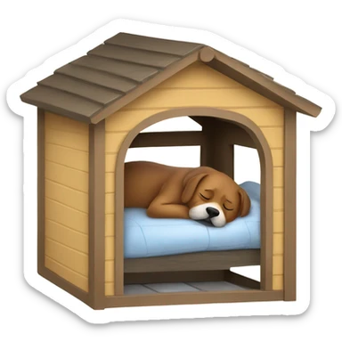Person sleeping outside in a dog house sticker