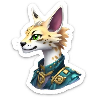 Epic Edgy Colorful ethereal eldritch Sergal-Serval-Fionbri sticker