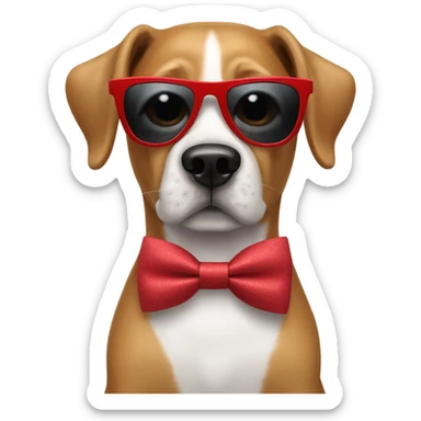 Dog with bow tie and sunglasses sticker