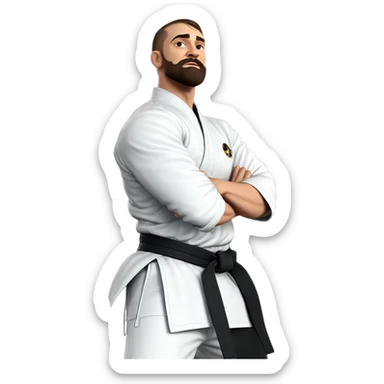 mature martial artist portrait sticker