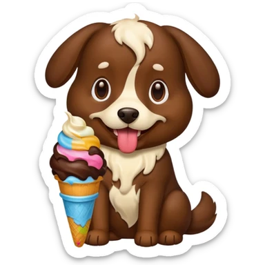 A dog eating ice cream  sticker