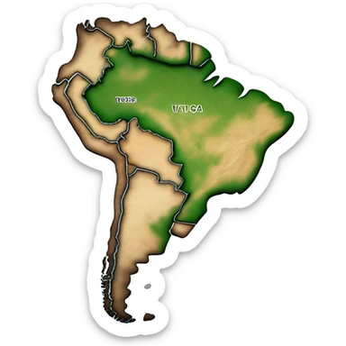 South America geo map sticker