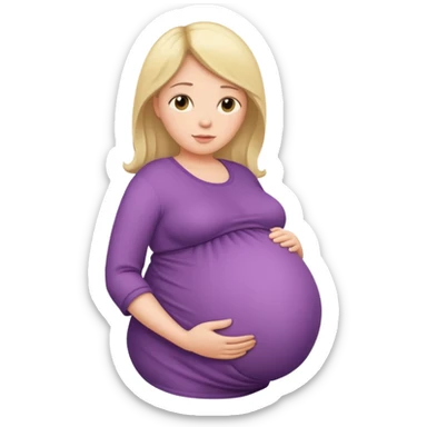 very heavily pregnant overdue woman with very large belly sticker