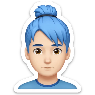 a man with blue one bun hair sticker