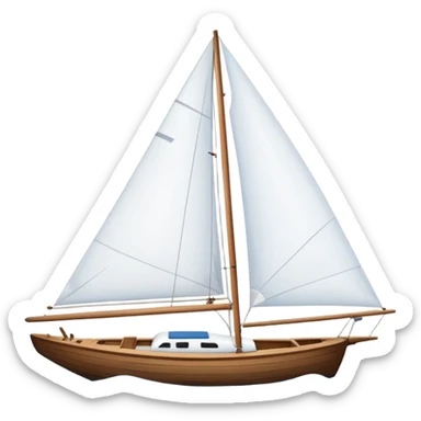 Sailboat – White sail on wooden hull sticker